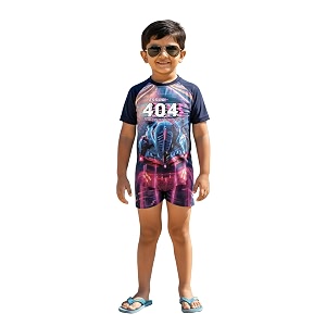 kiddopanti boys amp girls half sleeve mid thigh length swim suit