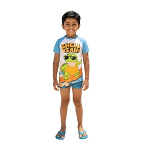 kiddopanti boys amp girls half sleeve mid thigh length swim suit