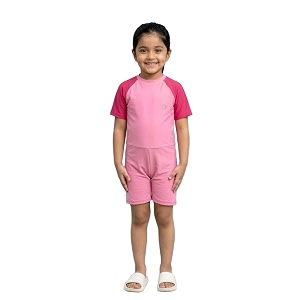 kiddopanti boys amp girls half sleeve mid thigh length swim suit
