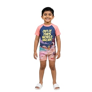 kiddopanti boys amp girls half sleeve mid thigh length swim suit
