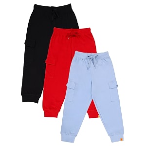 kiddopanti boys cotton joggers  100 cotton single jersey  2 side cargo pockets with flap  elasticated waist band with functional drawcord  soft amp breathable track pants