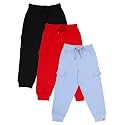 KiddoPanti Boys Cotton Joggers | 100% Cotton Single Jersey | 2 Side Cargo Pockets with Flap | Elasticated Waist Band with Functional Drawcord | Soft &amp; Breathable Track Pants