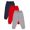 KiddoPanti Boys Cotton Joggers | 100% Cotton Single Jersey | 2 Side Cargo Pockets with Flap | Elasticated Waist Band with Functional Drawcord | Soft &amp; Breathable Track Pants