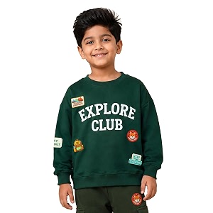 kiddopanti boys solid round neck full sleeve fleece sweatshirt  60 cotton 40 polyester  soft warm winter pullover  ribbed cuffs amp hem  casual winter sweatshirt for kids