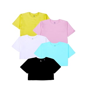 KiddoPanti Girls 100 Cotton Solid Drop Shoulder