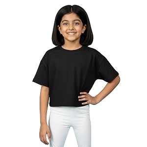 KiddoPanti Girls 100 Cotton Solid Drop Shoulder