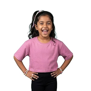 KiddoPanti Girls 100 Cotton Solid Drop Shoulder