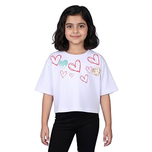 KiddoPanti Girls 100 Cotton Solid Drop Shoulder