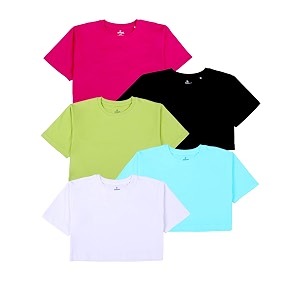 KiddoPanti Girls 100 Cotton Solid Drop Shoulder