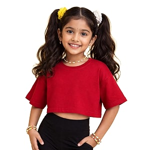 KiddoPanti Girls 100 Cotton Solid Drop Shoulder