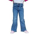 KiddoPanti Girls Bottom Flared Knee Distress Stretchable