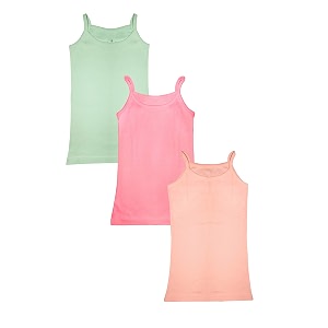 KiddoPanti Girls Cotton Solid Camisole Pack of