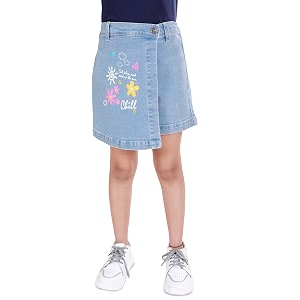 kiddopanti girls denim over lap shorts