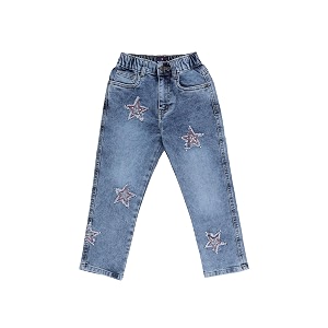 KiddoPanti Girls Full Length Frayed Star Patch