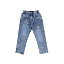 KiddoPanti Girls Full Length Frayed Star Patch