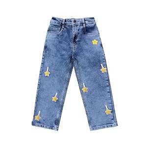 KiddoPanti Girls Solid Waist Elasticated Straight Fit