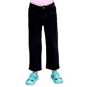 KiddoPanti Girls Solid Waist Elasticated Straight Fit