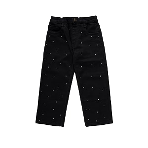 KiddoPanti Girls Solid Waist Elasticated Straight Fit