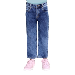 KiddoPanti Girls Solid Waist Elasticated Straight Fit