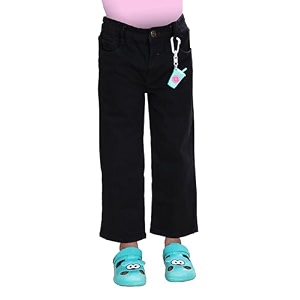 KiddoPanti Girls Solid Waist Elasticated Straight Fit