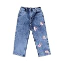 KiddoPanti Girls Solid Waist Elasticated Straight Fit
