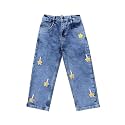 KiddoPanti Girls Solid Waist Elasticated Straight Fit