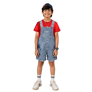 kiddopanti unisex denim cargo dungaree shorts  691 cotton 29 spun poly 19 spandex  above knee length  soft breathable summer dungaree