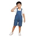 KiddoPanti Unisex Denim Cargo Dungaree Shorts | 69.1% Cotton 29% Spun Poly 1.9% Spandex | Above Knee Length | Soft Breathable Summer Dungaree