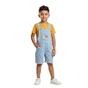 KiddoPanti Unisex Denim Cargo Dungaree Shorts | 69.1% Cotton 29% Spun Poly 1.9% Spandex | Above Knee Length | Soft Breathable Summer Dungaree