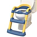 KidDough Baby Potty Training Seat | Soft Comfortable Cushion Seat | High Back Support for Kids | Non-Slip with Splash Guard | Toilet Seat with Ladder and Handles