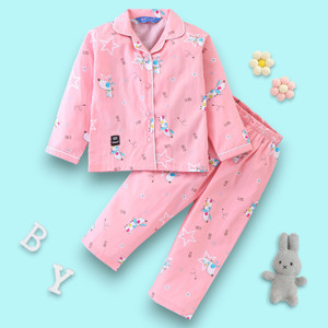 kidfella baby girls printed nylon kids nightwear multicolor pack of 1