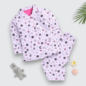 kidfella baby girls printed nylon kids nightwear multicolor pack of 1
