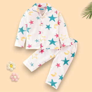 kidfella baby girls printed nylon kids nightwear multicolor pack of 1