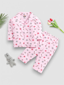 kidfella baby girls printed nylon kids nightwear multicolor pack of 1