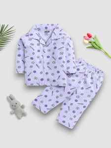 kidfella baby girls printed nylon kids nightwear purple pack of 1