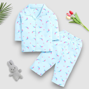 kidfella baby girls printed nylon kids nightwear multicolor pack of 1
