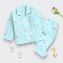 KidFella Baby Girls Printed Nylon Kids Nightwear (Blue Pack of 1)