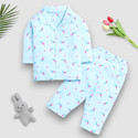 KidFella Baby Girls Printed Nylon Kids Nightwear (Light Blue Pack of 1)