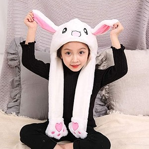 kiditos bunny cap with moving ears led glowing girls headwear plush funny hat wool winter cap