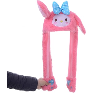 kiditos bunny cap with moving ears led glowing girls headwear plush funny hat wool winter cap