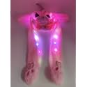 Kiditos Bunny Cap With Moving Ears (LED Glowing) Girls Headwear Plush Funny Hat, Wool Winter Cap