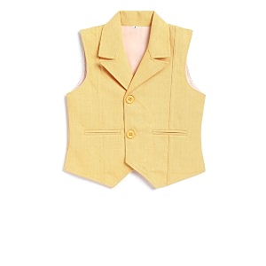 kids jute blend lemon nehru jacket waist coat for boys - special occasion  formal amp festival wear  party outfit  wedding dress for boys - regular fit