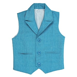 kids jute blend turquoise nehru jacket waist coat for boys - special occasion  formal amp festival wear  party outfit  wedding dress for boys - regular fit