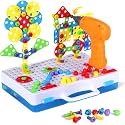 Kidology Electric Drill Screw Tool Set Creative Mosaic Puzzle Toy, 203 Pcs 3D Creativity Educational Kit Construction Toy for Kids, Birthday Gift for Girls &amp; Boys