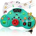 Kidology Montessori LED Busy Board – Sensory & Musical Learning Toy for Toddlers, Car Horn & Siren Sounds, Key & Switch Activities for Fine Motor & Cognitive Development – Portable Travel Toy - Green