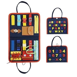 kidology montessori busy board for toddlers early education activity toy with zippers buckles buttons alphabet amp learning skills interactive sensory toy for boys amp girls fun amp educationalblue