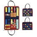 Kidology Montessori Busy Board for Toddlers Early Education Activity Toy with Zippers, Buckles, Buttons, Alphabet &amp; Learning Skills Interactive Sensory Toy for Boys &amp; Girls, Fun &amp; Educational,Blue