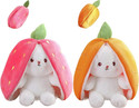 KIDOLOGY Plush Toy Pillow Reversible Bunny Soft Toy For Kids  - 35 cm (Carrot, Strawberry)