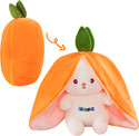 KIDOLOGY Plush Toy Pillow Reversible Carrot Bunny Soft Toy For Kids  - 25 cm