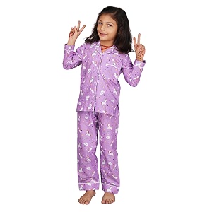 cotton cute sleepwear for girls  charming printed pajama set  full sleeves kurta pajama set